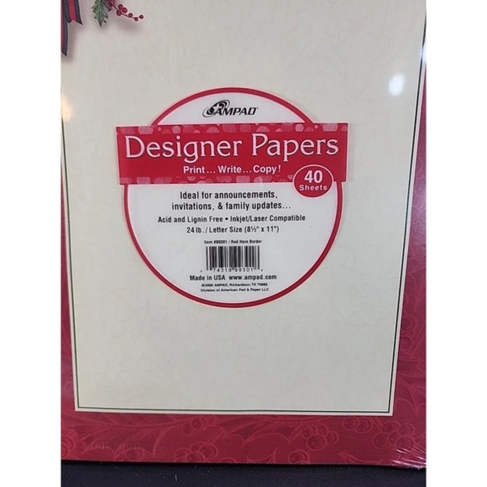 40 Sheets Computer Stationary‎ Christmas Letter Announcments, Junk Journal Paper
